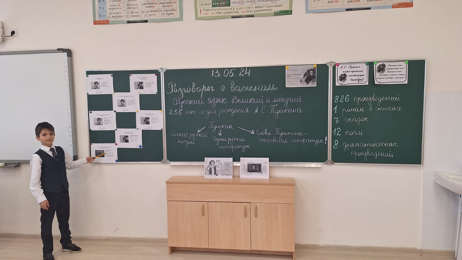 13 мая 2024 в ГБОУ «СОШ № 6 г. Карабулак»  прошли внеурочные занятия Разговоры о важном на тему «Русский язык. Великий и могучий. 225 лет со дня рождения А.С. Пушкина»..